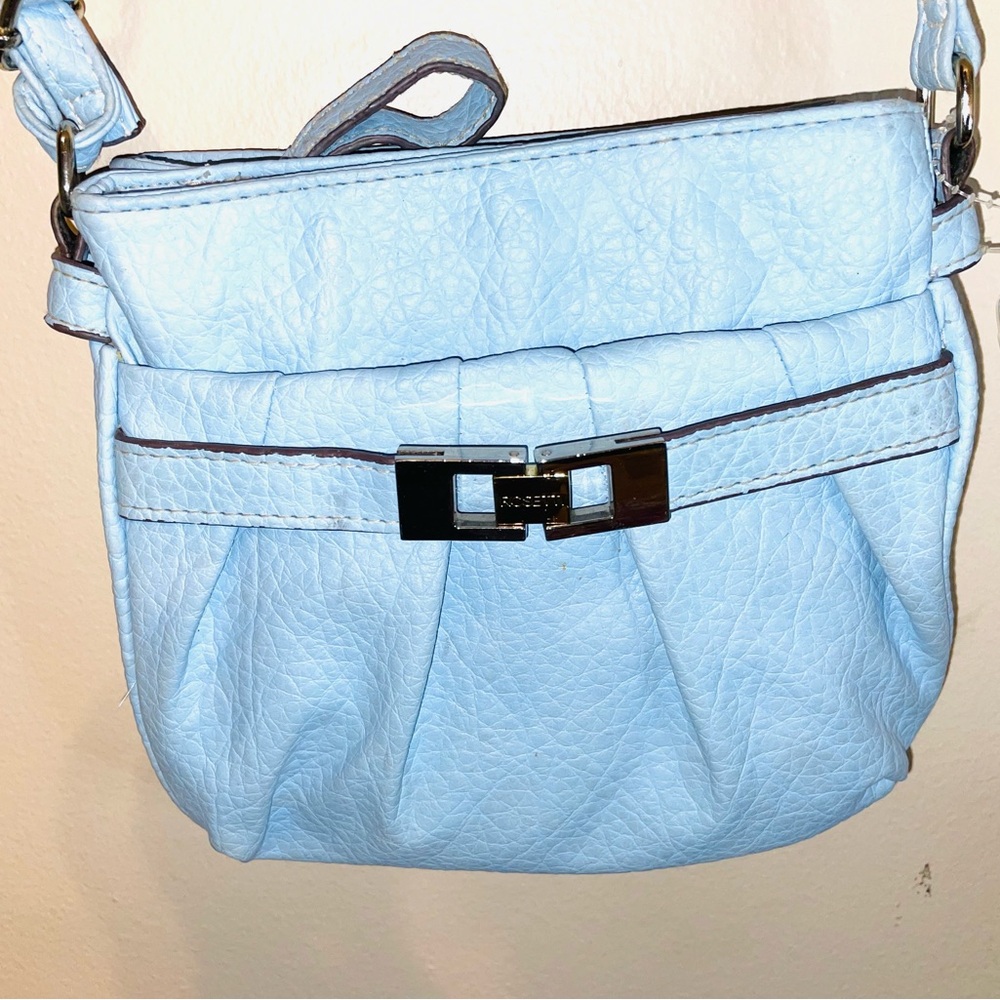 Cross Body small Rossetti Faux Leather bag.Light Blue Color.New.